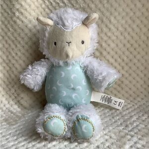 Ingenuity Lamb Stuffed Animal Plush in White and Mint Plush Baby Sensory Toy